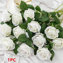 1支/3支/5支装仿真白玫瑰花束，适用于婚礼装饰、房间装饰、卧室装饰、房间装饰用品、串灯装饰、家居装饰，是新娘捧花和腕花的理想之选。母亲节礼物、复活节装饰、复活节饰品、复活节家居装饰、浴室配件、卧室装饰、情人节、仿真花、餐桌装饰、春季装饰、花园用品。 - 白色 - 查看 9
