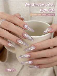 XEIJAYI 1瓶10毫升磁性猫眼美甲凝胶，含玻璃珠，猫眼美甲闪粉，适用于凝胶指甲油DIY、家庭及美甲沙龙使用 - 淡紫色 - 查看 5