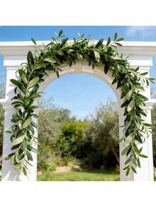 1 pieza - Enredadera de hojas de olivo artificial - Flor artificial verde realista - Para patio/jardín/piscina/exterior/arco/fiesta/boda/cumpleaños/banquete/té/evento nocturno - Adecuado para primavera - Ver 5