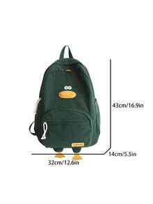 2026 New High-Value Student Backpack, Minimalist Large Capacity Corduroy Middle School Backpack - Green - View 3