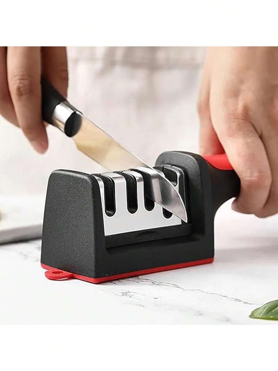 Bộ mài dao nhà bếp nhanh 1 chiếc, hệ thống mài 4/3 giai đoạn, dụng cụ mài dao thủ công phù hợp cho dao đầu bếp, kéo và các loại dao có lưỡi thẳng, thiết kế tiện dụng, dễ sử dụng. - màu đen - Xem 1