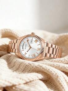Guess Women's Quartz Watch, Rose Pink Quartz Movement, Stainless Steel Strap, 50M Water Resistant, Suitable For Daily Wear, Parties, And As Birthday Gift - GW0308L3 - White and Brown Strap - View 2