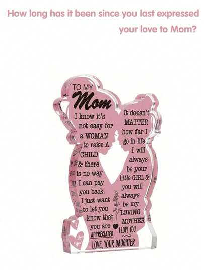 1 món quà trang trí bằng acrylic, bảng tên acrylic, quà tặng cho mẹ từ con gái/con trai, quà sinh nhật sáng tạo cho mẹ, quà Ngày của Mẹ tuyệt vời nhất, quà tặng lý tưởng cho các bà mẹ mới sinh hoặc mẹ đơn thân, vật trang trí bàn làm việc sáng tạo.