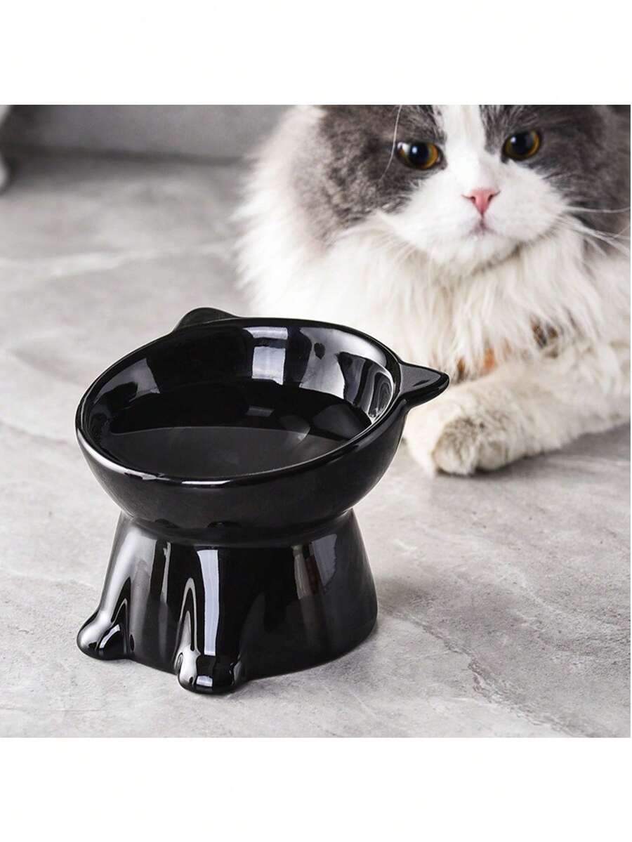 2个塑料猫碗，加高斜颈设计，防溢漏，适用于猫粮和水 - 常規款 - 查看 1