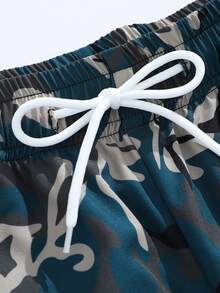 Pantalones cortos deportivos de verano ligeros para hombres, pantalones cortos de playa estampados, pantalones cortos casuales con cordón para vacaciones, estilo deportivo y urbano, pantalones cortos para baloncesto y entrenamiento de pista, transpirables y cómodos, adecuados para entrenamiento y carrera - Azul - Ver 4