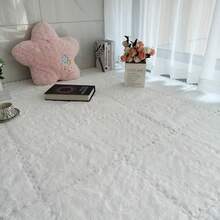 24-Piece Solid-Color Bedroom Full-Floor Carpet, Seamless Connection, Stain-Resistant, Suitable For Home Decoration, Floor Mat, Applicable To Bedroom, Living Room, Study, Indoor Decoration - Màu be - Xem 3