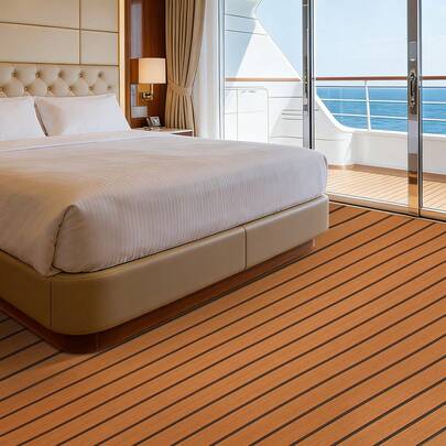 RibasuBB Deluxe Marine Yacht Flooring Faux Teak EVA Foam Boat Decking Sheet Mat 106''X35"