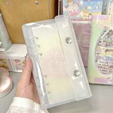 A6极简透明PVC活页夹，便携式DIY计划本封面，适合制作贴纸书、可爱贴纸相册、小型卡片照片收纳册、明星粉丝卡片收藏 - A6half - 查看 7