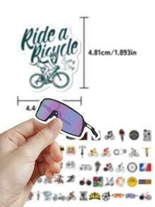 60pcs Inspirational Cartoon Bicycle Stickers: Eye-Catching, Creative Designs Perfect For Guitars, Skateboards, Parties, Suitcases, Desktops, And Holiday Gift Decorations - Multicolor - View 5
