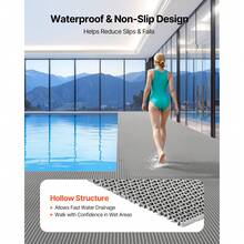 Drainage Mat, 90 X 300 Cm, PVC Non Slip Commercial Floor Mat, Wet Area Water Drain Splash Matting Hollow Doormat Roll, For Outdoor Indoor Restaurant Swimming Pool Patio Bathroom Washroom, Gray - 3*10 FT - 查看 2
