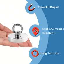 一套包含：1.89英寸176磅高强度钓鱼磁铁 + 393.7英寸带固定扣的回收绳，重型钕磁铁打捞套装，适用于草坪、河流磁性钓鱼 - C - 查看 4