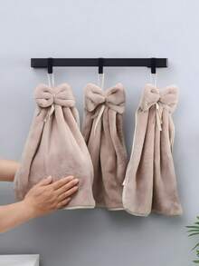 Soft Absorbent Square Hand Towel With Hanging Cord, Convenient For Hanging, Kitchen Cleaning Cloth. Reusable Coral Fleece Towel, Soft And Absorbent, No Shedding, Essential Cleaning Tool For Home Use, Can Be Used As Hand Towel, Kitchen Wipe, Household Cleaning, Outdoor Carry, Camping, Fishing, Beach, Cycling, Car Cleaning And More Scenarios - Coffee Brown - View 1