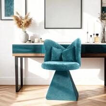 Vanity Chair With Butterfly Backrest, Swivel Accent Chair, Dining Chairs, Makeup Stool For Bedroom Care Trolley, Suitable For Living Room, Dining Room, Study And Leisure Areas - Blue - View 3