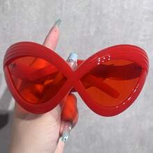 1 Pair Of Women's Fashion Glasses, Y2K Millennium Style Cat-Eye Futuristic Hip-Hop Street Exaggerated Metal Hinge Glasses, Wear Them And You'll Be The Center Of Attention! Your Fashion Statement. - Màu tím - Xem 10