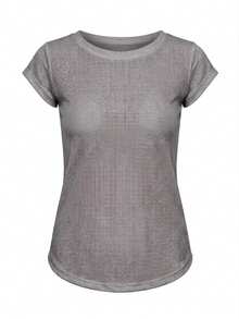 Women's Lightweight, Comfortable, Breathable Dry Fit T-Shirt For Gym Workouts, Walking, And Weight Training. Comfortable, Lightweight, Quick-Drying, Performance Technology. Ideal For Gym, Training, Running, Walking, Fitness, Casual, Short Sleeves. Technological Fabric, Perfect Fit, Soft Touch, High Durability, Modern Style, Versatile, Everyday Wear, Functional Training, Yoga, Pilates, Crossfit. Breathable Mesh, Anti-Sweat, Anti-Odor, Anatomical Design, Ideal Fit, Thermal Comfort, Freedom Of Movement. Women's Sportswear, Premium Quality, Women's Fitness Fashion. Women's Dry Fit Sports Shirt, Blue, Basic, Timeless, Essential, Fitness Wardrobe. Sizes M, L, XL. Extreme Comfort, Practicality, High Performance, Sporty Look, Elegant, Gym Clothes, Workout Clothes, Running Clothes, Casual Sportswear. Quick-Drying, Advanced Technology, Maximum Breathability, Minimalist Design, High Elasticity, Resistant, Lightweight, Cool, Ideal For Physical Activities, Daily Use, Prolonged Comfort, Active Style - Xám - Xem 1
