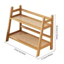 2-Tier Bamboo Freestanding Storage Shelf, Desktop Organizer, Desk Storage Rack, Kitchen Spice Rack, Doll Display Stand, Coffee Organizer, Cup Holder, Plant Pot Stand, Kitchen Storage Rack, Dorm Cosmetics Organizer. Bedroom, Dormitory And Office Desk. - View 9