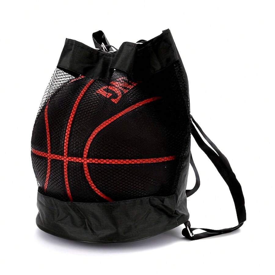 A Basketball Backpack, Oxford Cloth Shoulder Crossbody Bag, Basketball Net Backpack, Volleyball And Football Bag - Black - View 1