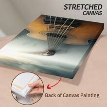 1Pc Framed Canvas Painting, Dream Of Train And Guitar In The Mist, Thickness 2.25cm/1inch High Quality Wall Art Print Poster Direct Hanging Home Decor Gifts, Living Room, Bathroom, Bedroom, Kitchen, Bar, Office, Room Decor - 多色 - 查看 4