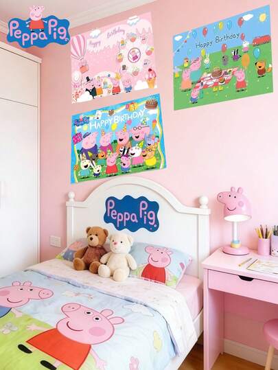 Peppa Pig 1 件 Pepe 卡通背景布，适用于生日派对背景、派对装饰、悬挂装饰、氛围装饰，是送给朋友的最佳节日礼物，可用于派对氛围装饰、完美派对装饰、家居装饰、完美房间装饰、圣诞礼物、情人节礼物、适合生日庆祝活动的理想朋友礼物、女性纪念品、可爱美学、情人节礼物、装饰品、家居装饰、情人节礼物