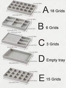 1/5pcs Grey Desktop Jewelry Display Storage Box Velvet Jewelry Tray Organizer - Portable Multi-Purpose Storage For Rings, Earrings And Necklaces - Grey - View 18