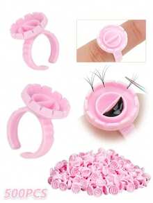 200/100pcs Set: Round Lash Glue Rings, Glue Rings Cups, Anti-Spill Glue Drop Cups, Glue Holder Rack And Thick Fan Cups, Suitable For Eyelash Extension - Disposable Professional Eyelash Extension Tools - Multicolor - View 1