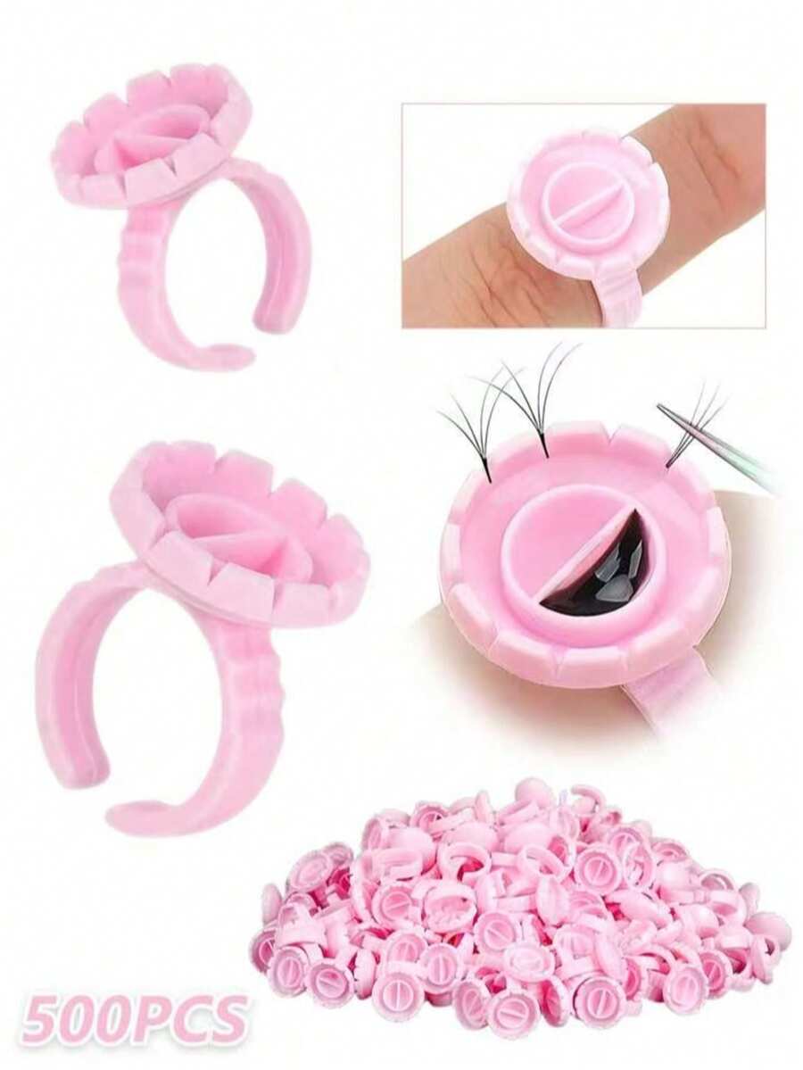 200/100pcs Set: Round Lash Glue Rings, Glue Rings Cups, Anti-Spill Glue Drop Cups, Glue Holder Rack And Thick Fan Cups, Suitable For Eyelash Extension - Disposable Professional Eyelash Extension Tools - Multicolor - View 1