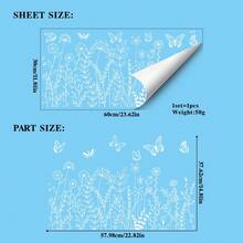 1pc White Floral & Butterfly Window Cling Sticker, Double-Sided Transparent Glass Static Sticker, Suitable For Bedroom, Living Room And Corridor Display - Multicolor - View 3