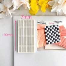 Checkerboard Pattern Line Series Soft Clay Jewelry Making Molds, Used For Making Checkerboard Earring Molds, Line-Shaped Polymer Clay Cutting Tools, Creative Jewelry DIY Earrings 3D Embossing Cutting Mold - White - View 10