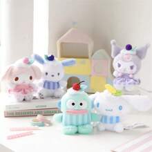 三丽鸥好心情系列毛绒挂件，简约线条设计，可爱包包挂饰，送给三丽鸥粉丝的完美礼物 - 彩色 - 查看 1