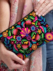 1 túi đựng mỹ phẩm họa tiết hoa thược dược Mexico, dung tích lớn, nhẹ, đa chức năng, ví đựng tiền xu có khóa kéo, bền chắc, có thể gập lại, phù hợp cho sử dụng hàng ngày và du lịch, nhỏ gọn và thanh lịch như một món quà. - Nhiều màu - Xem 2
