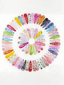 12/24/36pcs/Set Colorful Printed Hair Clips, Bangs Side Clips - Suitable For Girls And Women, Minimalist Design With Eye-Catching Patterns, Easily Add Playful Vibe To Hairstyles, Whether Ponytail Or Side Clip, Essential Daily Hair Accessory,Festival,Party - Multicolor - View 8