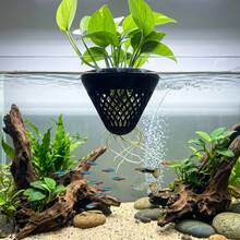 Vaso flutuante para aquário, suporte para plantas aquáticas, ideal para hidroponia, hera e outras plantas aquáticas. Copo suspenso para cultivo na linha d'água com cesto para raízes, perfeito para decoração de aquários. - A - Ver 2