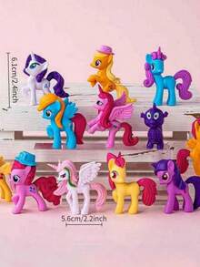 MY LITTLE PONY 12pcs Desktop Decor Miniatures, Perfect Gifts For Young People On Birthday, Christmas, Back To School, Suitable For Birthday Celebration, Friend Gifts, Memorial Gifts, Decorations, Home Decor, Valentine's Day Gifts - Multicolor - View 5