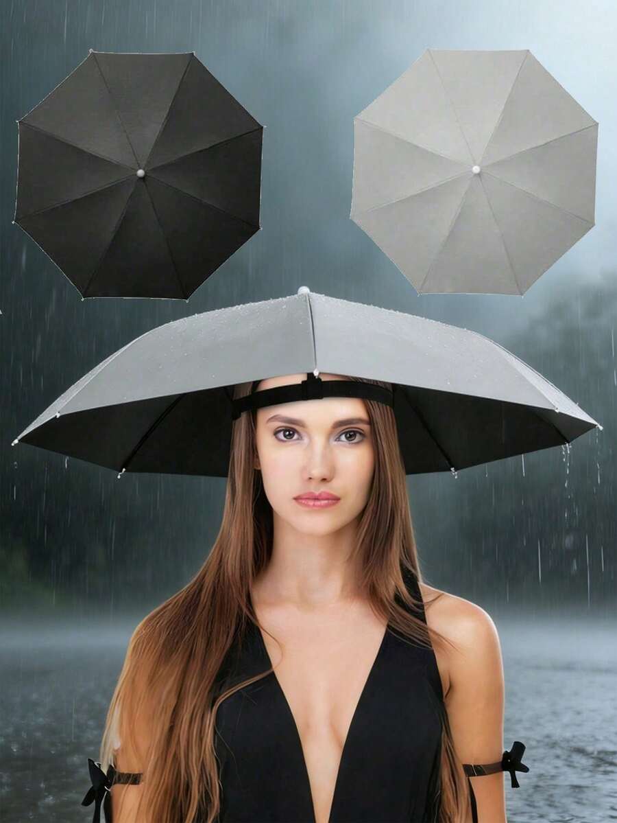 1pc Foldable Hands-Free UV Protection Sun Umbrella Hat - All-Weather Protection For Fishing, Hiking, Camping, Outdoor & Farm Activities - Portable Multipurpose - Multicolor - View 1
