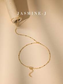 1 件 S925 纯银素面链脚链，金色脚链，金色脚趾链，切片链脚链，简约​​、百搭、优雅，女士脚链，海滩度假，适合日常佩戴。 - 彩色 - 查看 4