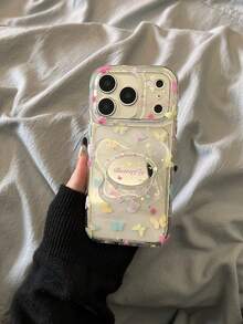 Colorful Mirror Butterfly Phone Stand Case Compatible With Iphone 17 Pro Max, 17 New, 16 Pro, 14, 16, 15, 13, Makeup Mirror Protection Cover - Clear - View 1