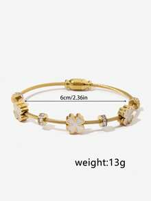 这款不锈钢镀18K金招财草手链，时尚防水，适合日常佩戴，也可作为礼物赠送。 - 金色 - 查看 9