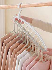 1pc/11 Holes Hanger Decoration Holiday Decoration Room Decoration Home Decoration Bedroom Decoration Dress Pants Shoes Jeans Boots Skirt Bedroom, Storage Box, Storage Box, Home Storage, Women's White T-Shirt - View 4