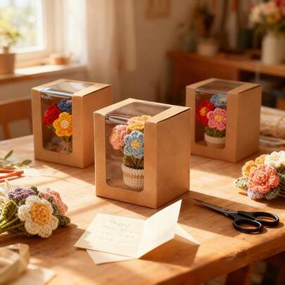 Bộ 10 hộp quà nhiều màu sắc có cửa sổ, hộp quà màu nâu và đen, hộp đựng nến và đồ trang trí, hộp quà cưới và Giáng sinh.