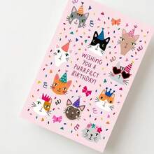 1pc Cute Cat Design Birthday Greeting Card, Suitable For Gifting To Cat Lovers, Family, Partner, Friends And Colleagues - Kitten Greeting Card - View 6