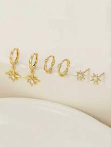 Bộ 3/6 món bông tai và mặt dây chuyền hình xoắn Mobius, hợp kim đồng đính đá Cubic Zirconia, phong cách cao cấp Trung Đông, thích hợp cho nữ giới đeo hàng ngày, làm quà tặng hoặc chụp ảnh. - Bộ khuyên tai xoắn - Xem 4