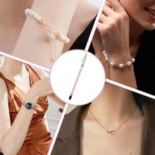 Dụng cụ hỗ trợ điều chỉnh vòng tay màu hồng, vòng khóa trang sức đính kim cương, có vỏ chống trượt, thích hợp để điều chỉnh dây chuyền, đồng hồ, khóa kéo, đồ thủ công mỹ nghệ. - Hỗ trợ bằng vòng đeo tay - Xem 2