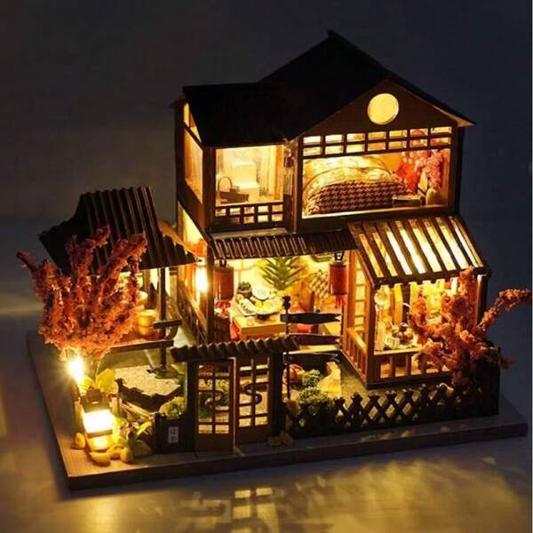 迷你娃娃屋 - 迷你樱桃园，3D拼图，非常适合摆放在书架上，可作为生日、开学季、丰收节、万圣节、圣诞节、新年、情人节和复活节礼物送给家人和朋友。
