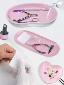 1 khay dụng cụ làm móng đa năng màu hồng, 4 hình (tim/eo/vuông/oval), hộp đựng trưng bày và pha trộn gel móng chịu nhiệt, tiện lợi và dễ vệ sinh, phù hợp cho tiệm nail và dùng tại nhà - Màu Hồng baby - Xem 2
