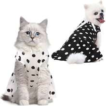 可爱猫狗连衣裙，适合小型犬和猫咪，波点公主猫咪连衣裙，春夏款，无袖狗狗连衣裙，带蝴蝶结领，宠物服装，适合生日、婚礼、派对、拍照、度假等场合。 - 白色 - 查看 6