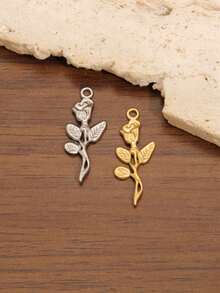 3 chiếc mặt dây chuyền hình hoa hồng mạ vàng 18K bằng thép không gỉ, mặt dây chuyền hình hoa tulip dùng làm phụ kiện trang sức DIY cho nữ, vòng cổ, vòng tay, bông tai. - hoa hồng - Xem 5