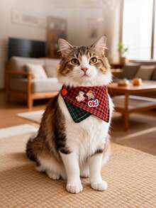 Khăn quàng cổ cho chó mèo, in và thêu họa tiết hoạt hình hai mặt, đa năng và thời trang. - Nhiều màu - Xem 3