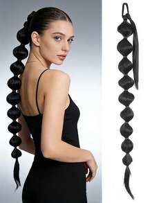 Tóc giả đuôi ngựa bằng sợi tổng hợp, kiểu đuôi ngựa tết bong bóng, đuôi ngựa dài 30 inch quấn quanh, đuôi ngựa buộc kiểu đèn lồng bồng bềnh, phù hợp cho phụ nữ sử dụng hàng ngày và dự tiệc. - Nhiều màu - Xem 12