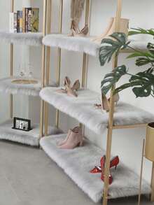 1pc Faux Wool Makeup Desk Mat, Fluffy Washable Small Rug Suitable For Bedroom, Living Room, Study, Office, Entryway, Can Be Used As Floor Mat, Comfortable And Warm, Washable And Anti-Slip, Cute Design, Suitable For All Seasons, Elegant Home Decor, Can Be Used As Bedroom Rug Or Bedside Rug - Grey - View 1