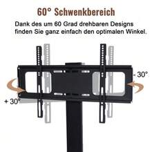 TV-Schrank Aus Holz Mit Schwarzem Hartglas, Höhenverstellbarem TV-Ständer, Multidirectional Schwenkbarem Entertainment-Center Mit Wandhalterung, Brown-H125/B116/T42cm - Brown - View 6